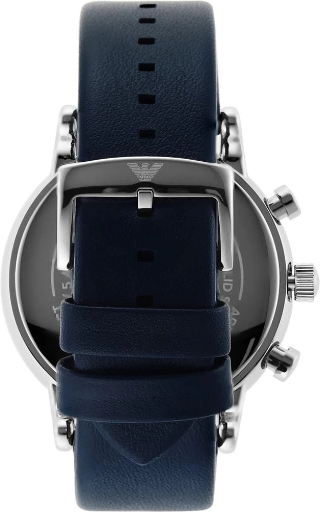 Emporio Armani Luigi Chronograph Blue Dial Black Leather Strap Watch For Men - AR1736 Buy Now By Emporio Armani