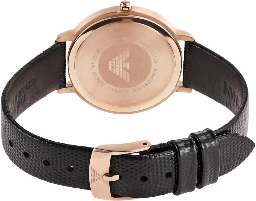 Emporio Armani Kappa Mother of Pearl Dial Black Leather Strap Watch For Women - AR80011 Buy Now By Emporio Armani