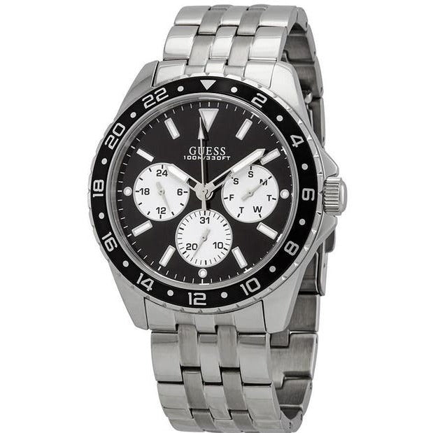 Guess Odyssey Black Dial Silver Steel Strap Watch For Men - W1107G1 Buy Now By Guess