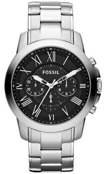 Fossil Grant Chronograph Black Dial Silver Steel Strap Watch for Men - FS4736 Buy Now By Fossil