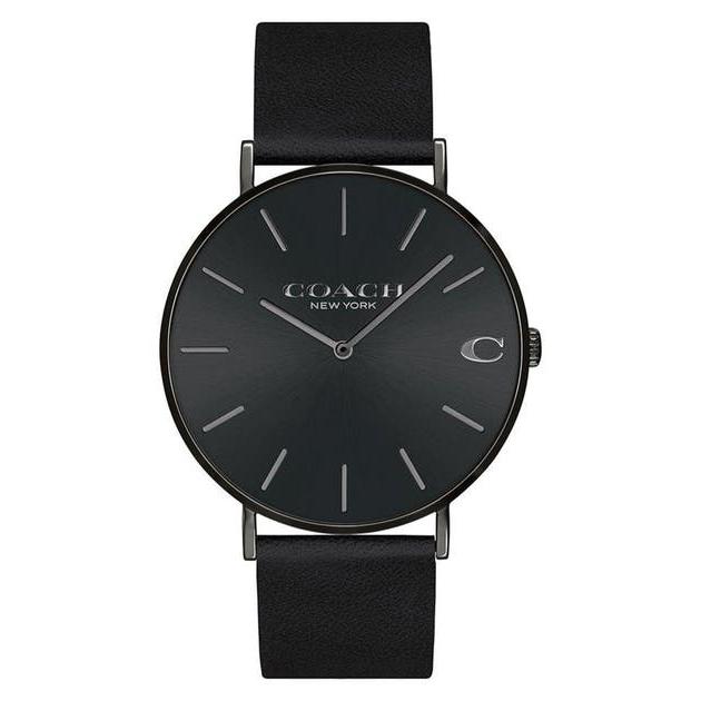 Coach Charles Black Dial Black Leather Strap Watch for Men - 14602434 Buy Now By Coach