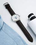 Fossil Neutra Minimalist Moonphase Silver Dial Brown Leather Strap Watch for Men - FS5905 Buy Now By Fossil