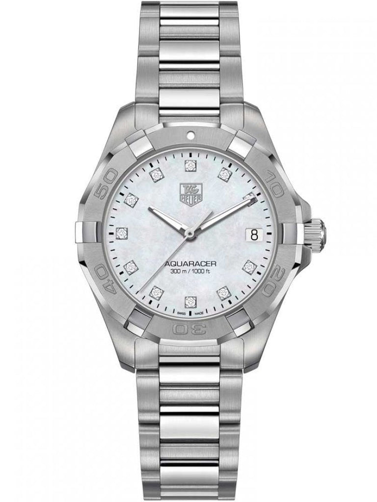 Tag Heuer Aquaracer Diamonds Mother of Pearl Dial Silver Steel Strap Watch for Women - WBD1414.BA0741 Buy Now By Tag Heuer