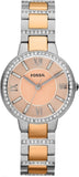 Fossil Virginia Rose Gold Dial Two Tone Steel Strap Watch for Women - ES3405 Buy Now By Fossil