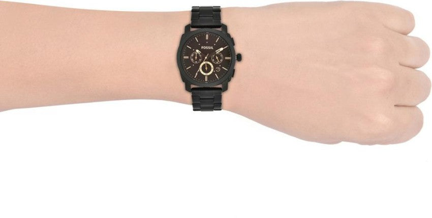 Fossil Machine Chronograph Black Dial Black Steel Strap Watch for Men - FS4682 Buy Now By Fossil