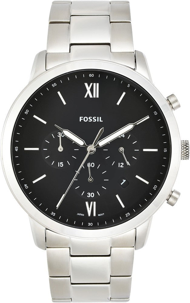 Fossil Neutra Chronograph Black Dial Silver Steel Strap Watch for Men - FS5384 Buy Now By Fossil