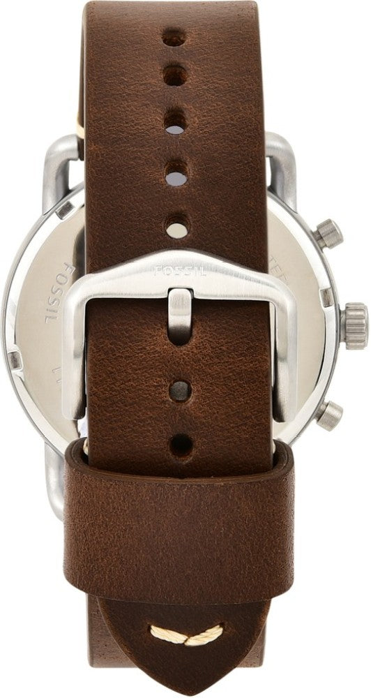 Fossil The Commuter White Dial Brown Leather Strap Watch for Men - FS5402 Buy Now By Fossil