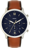 Fossil Neutra Chronograph Blue Dial Brown Leather Strap Watch for Men - FS5453 Buy Now By Fossil