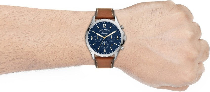 Fossil Forrester Chronograph Blue Dial Brown Leather Strap Watch for Men - S5607 Buy Now By Fossil