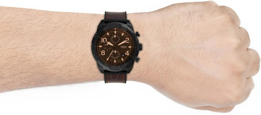 Fossil Bronson Chronograph Brown Dial Brown Leather Strap Watch for Men - FS5713 Buy Now By Fossil