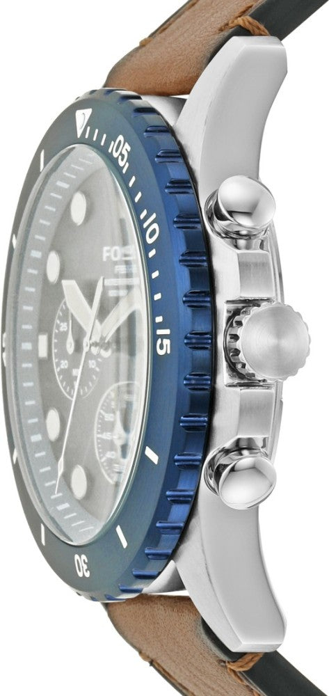 Fossil Nate Chronograph Navy Blue Dial Brown Leather Strap Watch for Men - JR1504 Buy Now By Fossil