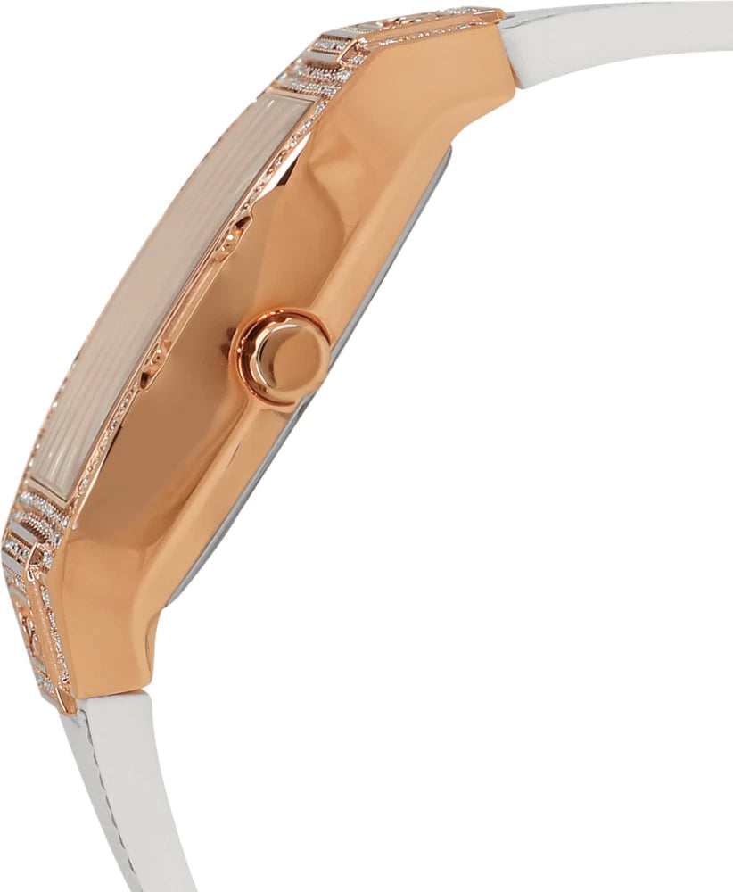 Guess Raven Diamonds Rose Gold Dial White Silicone Strap Watch for Women - GW0105L3 Buy Now By Guess
