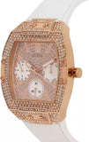 Guess Raven Diamonds Rose Gold Dial White Silicone Strap Watch for Women - GW0105L3 Buy Now By Guess