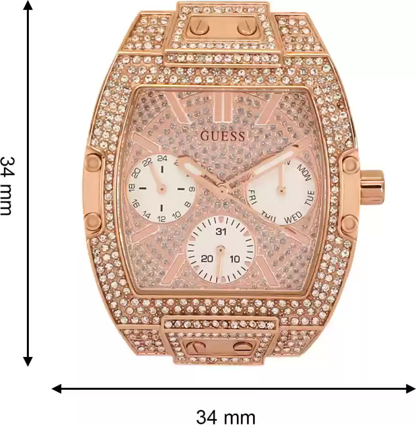 Guess Raven Diamonds Rose Gold Dial White Silicone Strap Watch for Women - GW0105L3 Buy Now By Guess