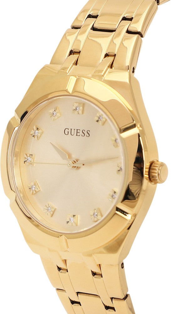 Guess Crystalline Diamonds Gold Dial Gold Steel Strap Watch for Women - GW0114L2 Buy Now By Guess