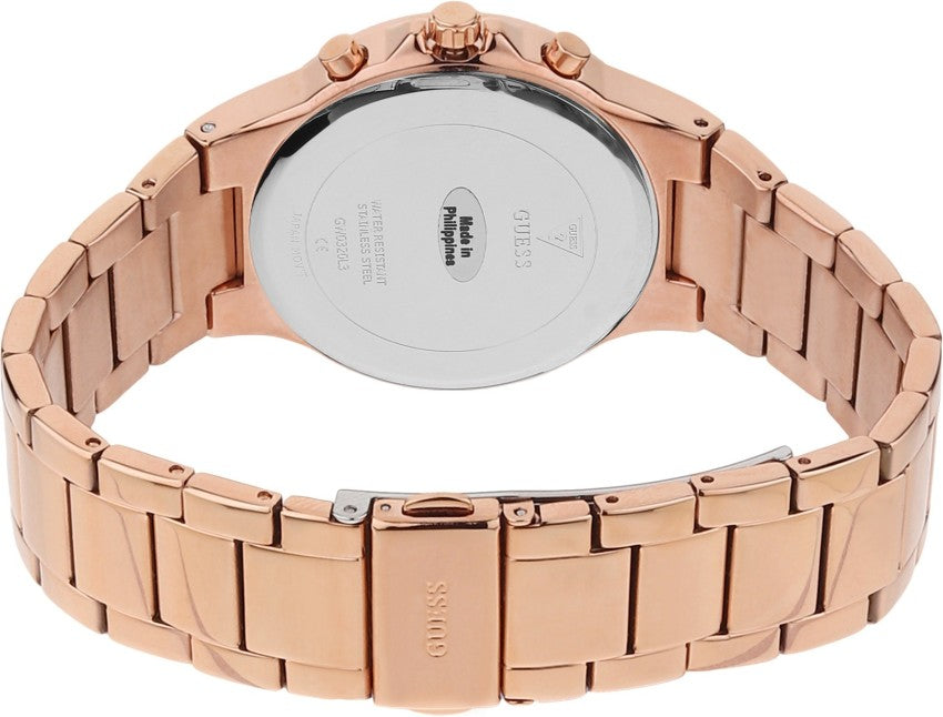 Guess Moonlight Multi Function Diamonds White Dial Rose Gold Steel Strap Watch for Women - GW0320L3 Buy Now By Guess