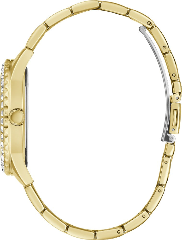 Guess Night Life Diamonds Black Dial Gold Steel Strap Watch for Women - GW0405L2 Buy Now By Guess