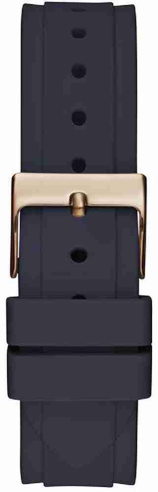 Guess Solistice Diamonds Roe Gold Dial Black Rubber Strap Watch for Women - GW0484L2 Buy Now By Guess