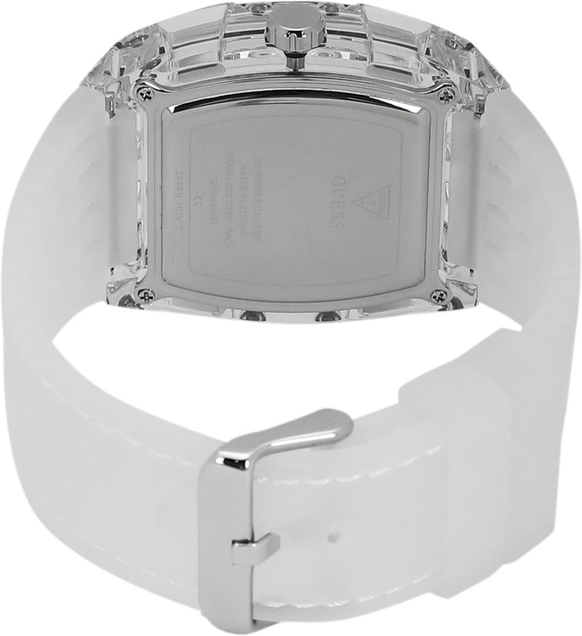 Guess Phoenix Polycarbonate Clear Multi-function Black Dial Clear Rubber Strap Watch for Men - GW0499G3 Buy Now By Guess