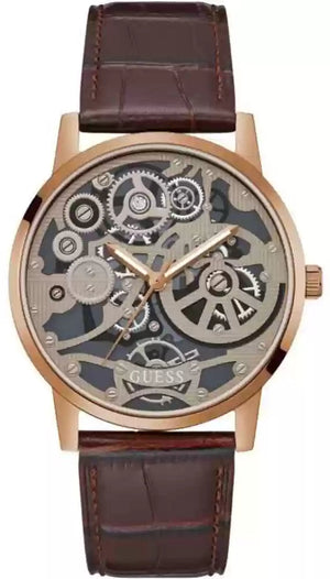 Guess Gadget Brown Dial Brown Leather Strap Watch for Men - GW0570G2 Buy Now By Guess