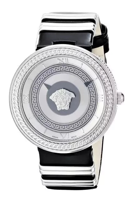 Versace V Metal Icon Silver Dial Black & Silver Strap Watch for Women - VLC010014 Buy Now By Versace