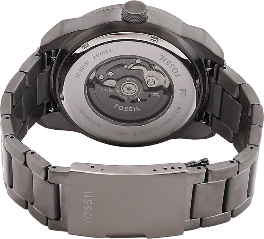Fossil Bronson Automatic Skeleton Black Dial Grey Steel Strap Watch for Men - ME3255 Buy Now By Fossil