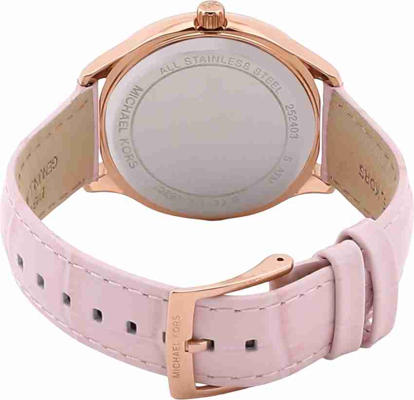Michael Kors Sage Three-Hand Mother of Pearl Pink Dial Pink Leather Strap Watch for Women - MK4820 Buy Now By Michael Kors