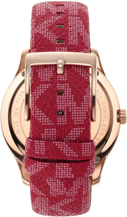 Michael Kors Runway Three-Hand Quartz Red Dial Red Leather Strap Watch For Women - MK7179 Buy Now By Michael Kors