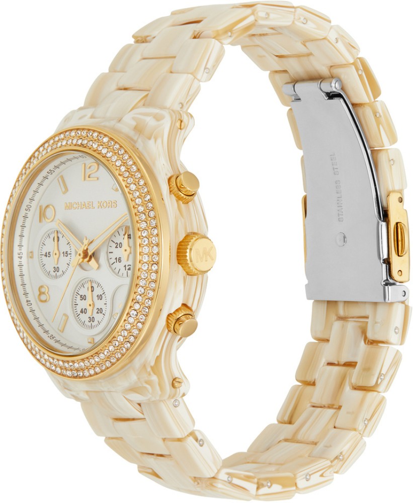 Michael Kors Runway Pavé Chronograph White Dial White Acetate Strap Watch for Women - MK7476 Buy Now By Michael Kors