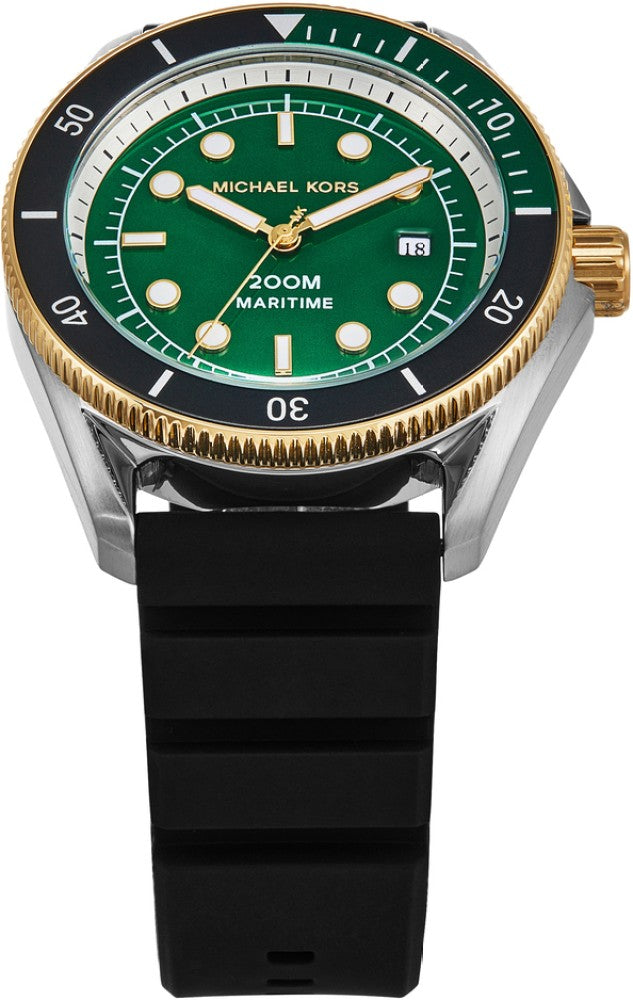 Michael Kors Maritime Analog Green Dial Black Silicone Strap Watch for Men - MK9158 Buy Now By Michael Kors