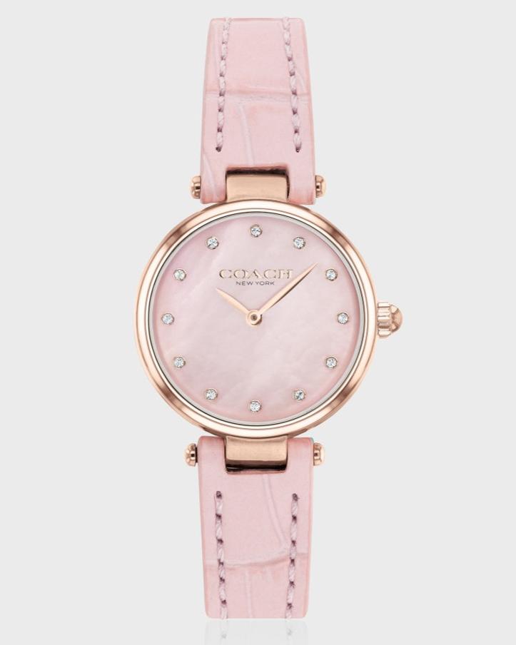 Coach Hayley Mother of Pearl Pink Dial Pink Leather Strap Watch for Women - 14503537 Buy Now By Coach