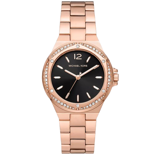 Michael Kors Lennox Three-Hand Black Dial Rose Gold Steel Strap Watch For Women - MK7233 Buy Now By Michael Kors