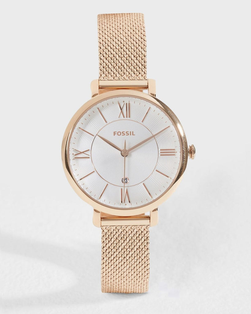 Fossil Jacqueline Mother of Pearl White Dial Gold Mesh Strap Watch for Women - ES4352 Buy Now By Fossil