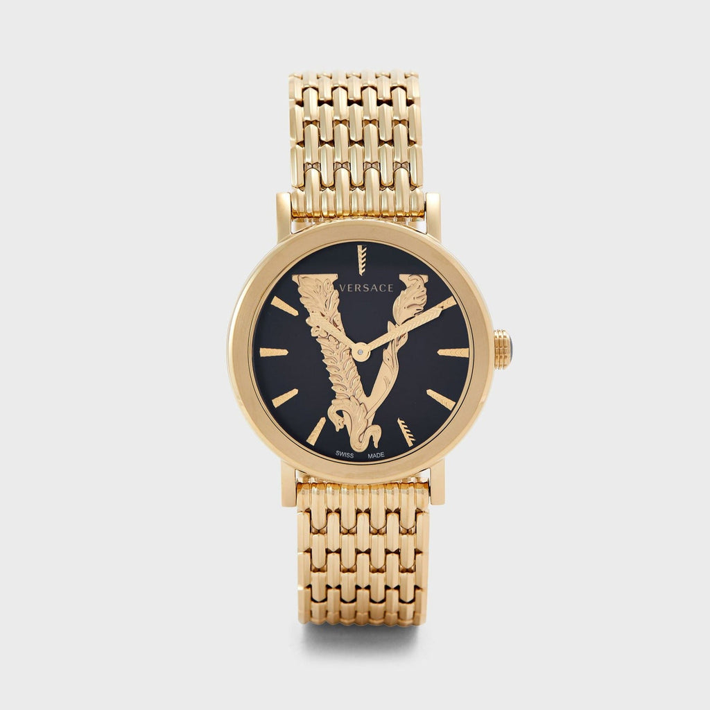 Versace Virtus Quartz Black Dial Gold Steel Strap Watch for Women - VEHC00619 Buy Now By Versace