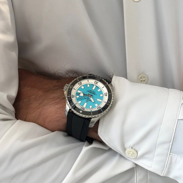 Breitling Superocean Automatic 44 Turquoise Dial Black Rubber Strap Watch for Men - A17376211L2S1 Buy Now By Breitling