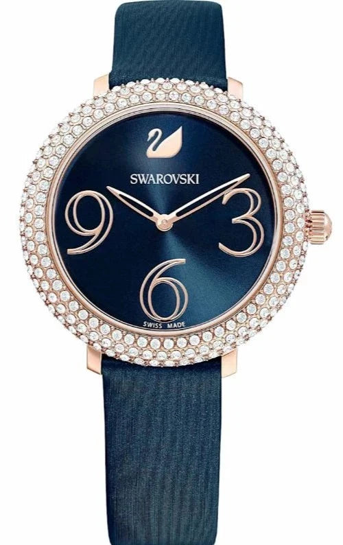 Swarovski Crystal Frost Blue Dial Blue Leather Strap Watch for Women - 5484061 Buy Now By Swarovski