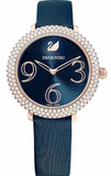 Swarovski Crystal Frost Blue Dial Blue Leather Strap Watch for Women - 5484061