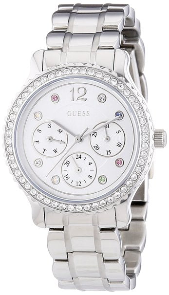 Guess Enchanting Diamonds Silver Dial Silver Steel Strap Watch for Women - W0305L1 Buy Now By Guess