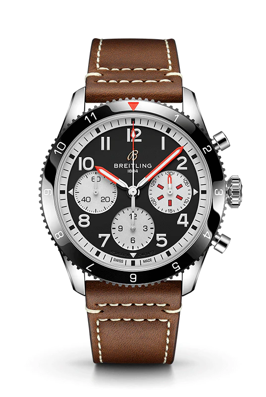 Breitling Avi Chronograph 42 Mosquito Black Dial Brown Leather Strap Watch for Men - Y233801A1B1X1 Buy Now By Breitling
