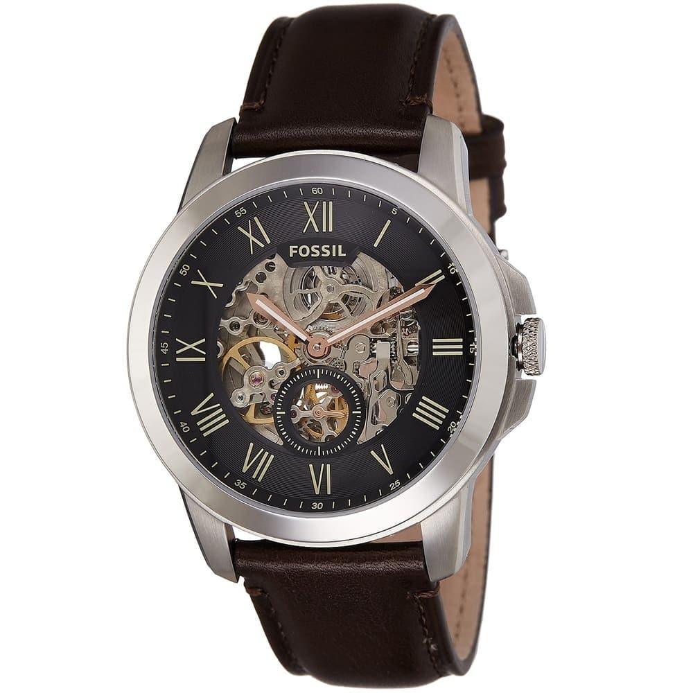 Fossil Grant Automatic Skeleton Black Dial Brown Leather Strap Watch for Men - ME3100 Buy Now By Fossil