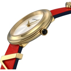 Versace V-Flare Quartz Silver Dial Red Leather Strap Watch for Women - VEBN00418 Buy Now By Versace