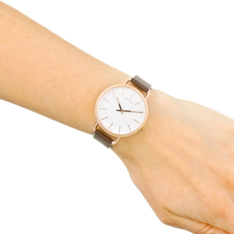 Calvin Klein Even White Dial Brown Leather Strap Watch for Women - K7B236G6 Buy Now By Calvin Klein