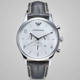 Emporio Armani Classic Chronograph Silver Dial Grey Leather Strap Watch For Men - AR1861 Buy Now By Emporio Armani