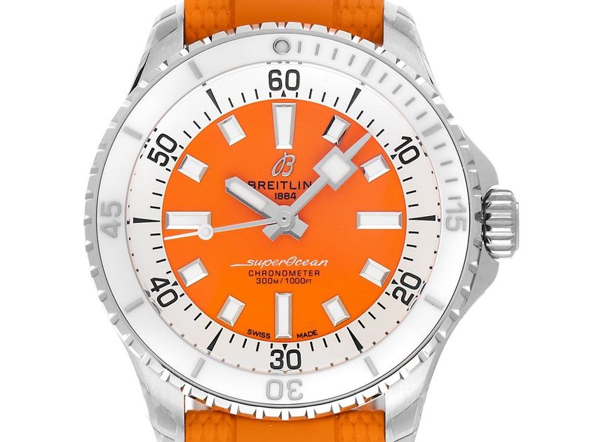 Breitling Superocean Automatic 36 Orange Dial Orange Rubber Strap Watch for Men - A17377211O1S1 Buy Now By Breitling