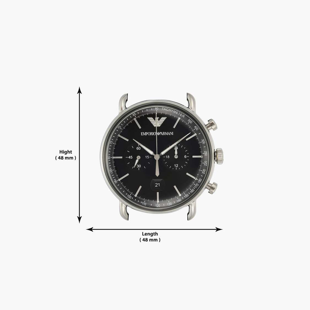 Emporio Armani Aviator Chronograph Black Dial Black Leather Strap Watch For Men - AR11143 Buy Now By Emporio Armani