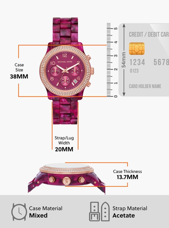 Michael Kors Runway Chronograph Red Dial Red Steel Strap Watch for Women - MK7425 Buy Now By Michael Kors