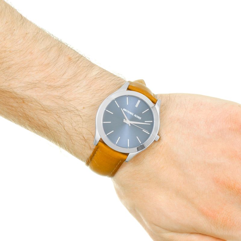 Michael Kors Slim Runway Analog Blue Dial Brown Leather Strap Watch For Men - MK8508 Buy Now By Michael Kors