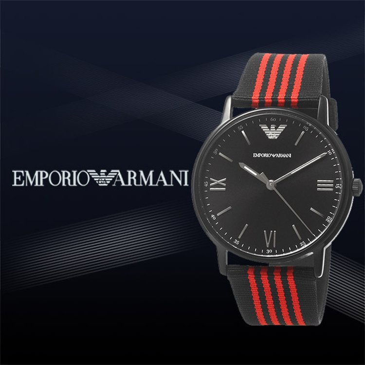 Emporio Armani Kappa Black Dial Two Tone NATO Strap Watch For Men - AR11015 Buy Now By Emporio Armani