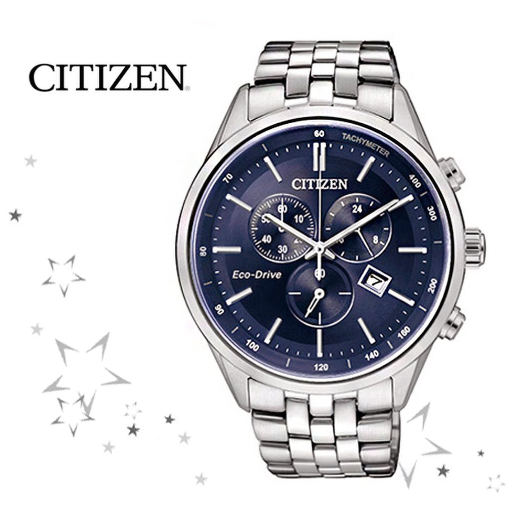 Citizen Eco Drive Chronograph Blue Dial Silver Steel Strap Watch For Men - AT2140-55L Buy Now By Citizen