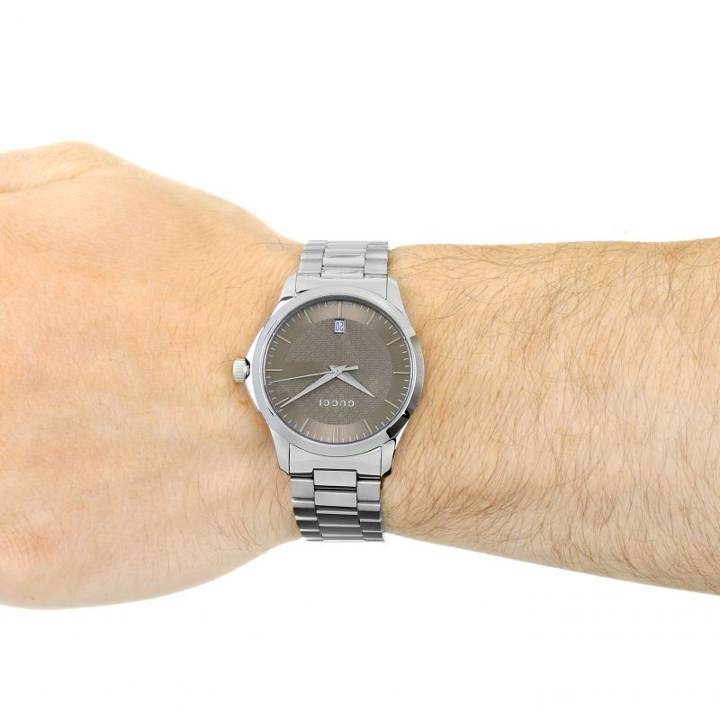 Gucci G Timeless Brown Dial Silver Steel Strap Watch For Men - YA126445 Buy Now By Gucci